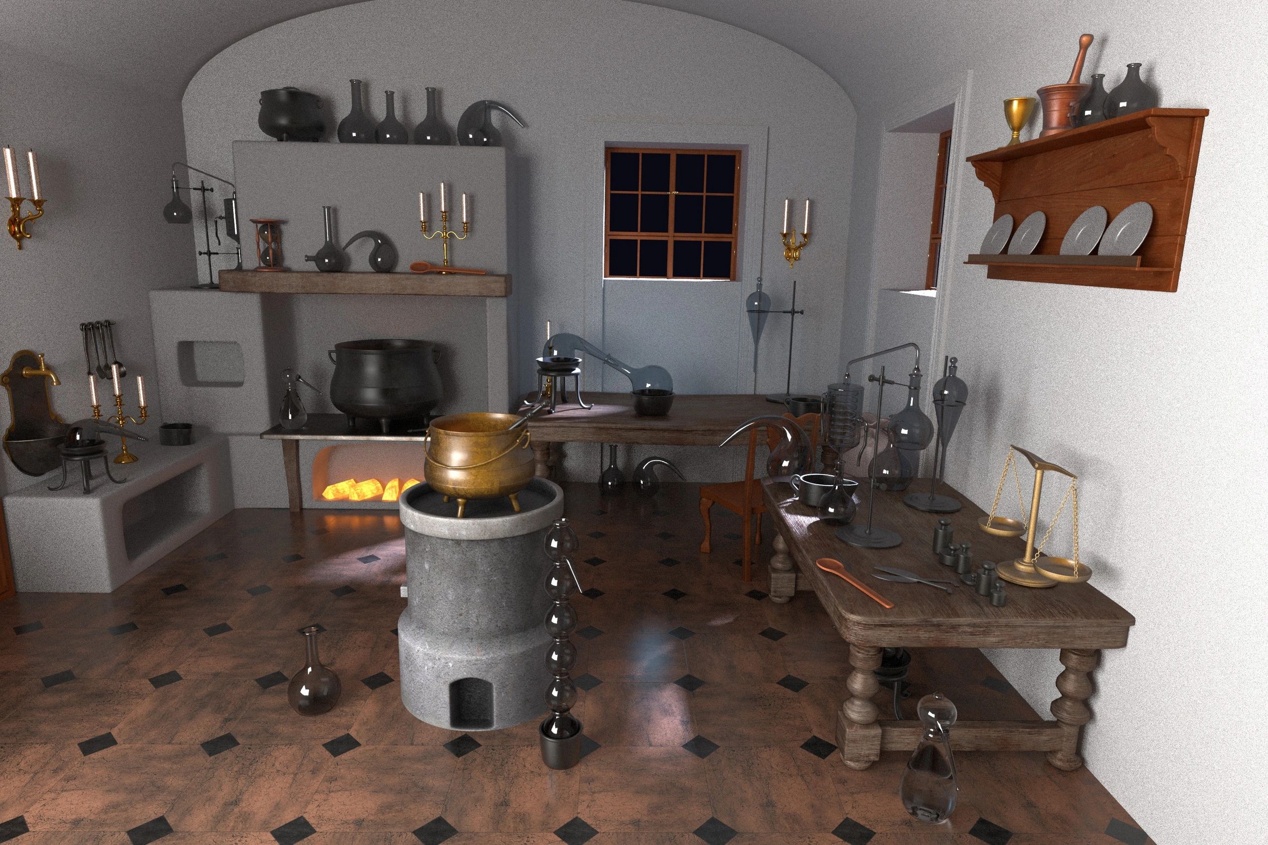 3d renderings of alchemy laboratory